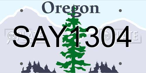SAY1304 Oregon License Plate