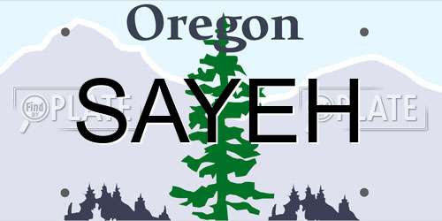SAYEH Oregon License Plate