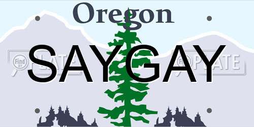 SAYGAY Oregon License Plate