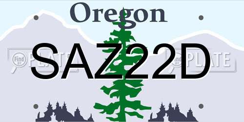 SAZ22D Oregon License Plate