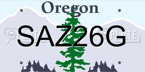 SAZ26G Oregon License Plate