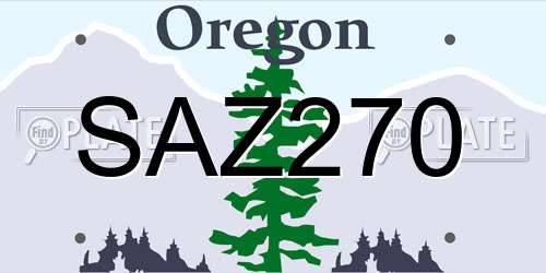 SAZ270 Oregon License Plate