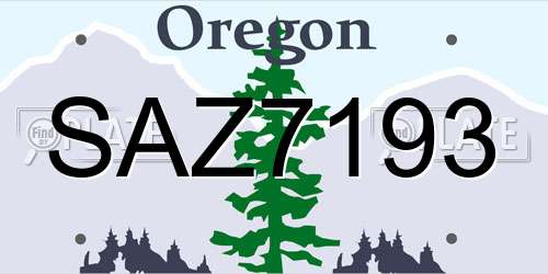 SAZ7193 Oregon License Plate