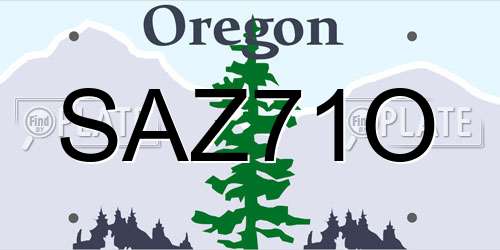 SAZ71O Oregon License Plate
