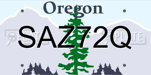 SAZ72Q Oregon License Plate