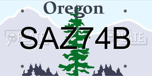 SAZ74B Oregon License Plate