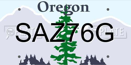 SAZ76G Oregon License Plate