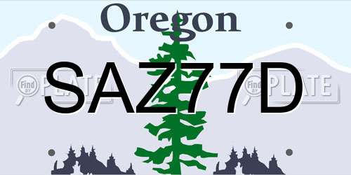 SAZ77D Oregon License Plate