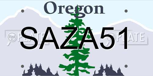SAZA51 Oregon License Plate