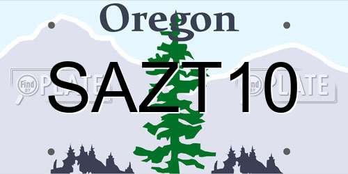 SAZT10 Oregon License Plate