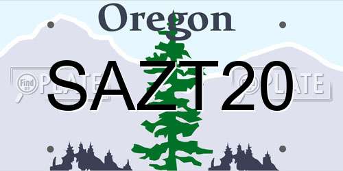 SAZT20 Oregon License Plate