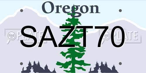 SAZT70 Oregon License Plate