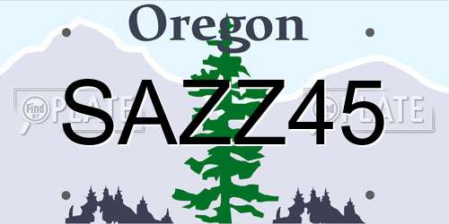 SAZZ45 Oregon License Plate