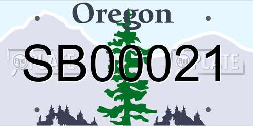 SB00021 Oregon License Plate
