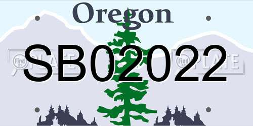 SB02022 Oregon License Plate