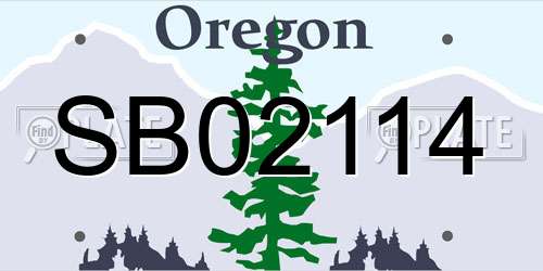 SB02114 Oregon License Plate