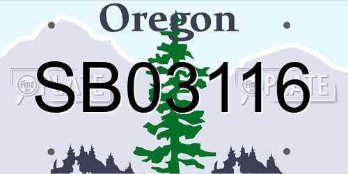 SB03116 Oregon License Plate