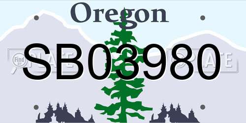 SB03980 Oregon License Plate
