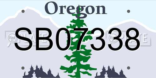 SB07338 Oregon License Plate