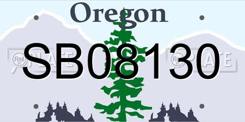 SB08130 Oregon License Plate