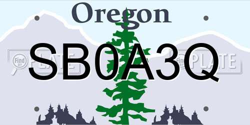 SB0A3Q Oregon License Plate