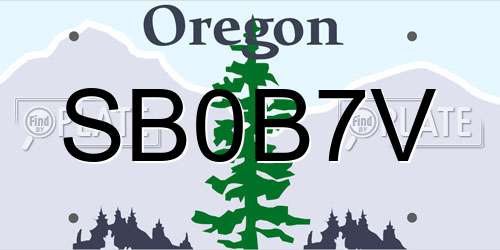 SB0B7V Oregon License Plate