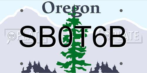 SB0T6B Oregon License Plate