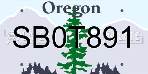 SB0T891 Oregon License Plate