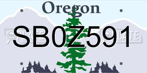 SB0Z591 Oregon License Plate