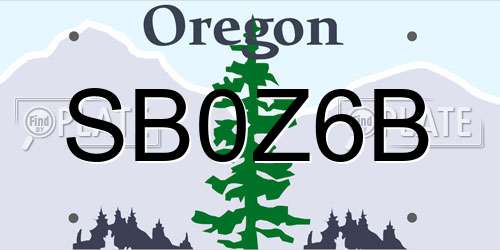 SB0Z6B Oregon License Plate
