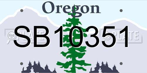 SB10351 Oregon License Plate