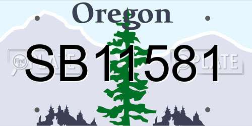 SB11581 Oregon License Plate