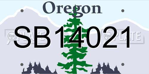 SB14021 Oregon License Plate