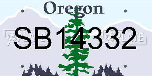 SB14332 Oregon License Plate