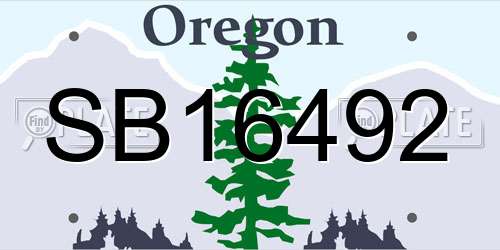 SB16492 Oregon License Plate