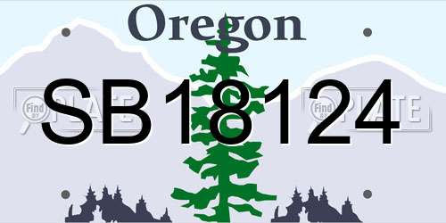 SB18124 Oregon License Plate