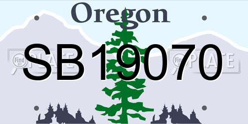SB19070 Oregon License Plate