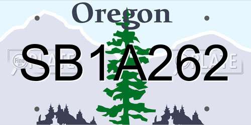 SB1A262 Oregon License Plate