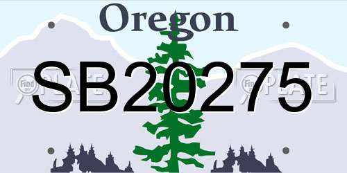 SB20275 Oregon License Plate