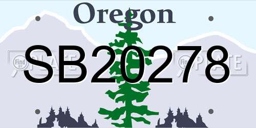 SB20278 Oregon License Plate