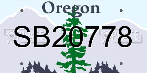 SB20778 Oregon License Plate
