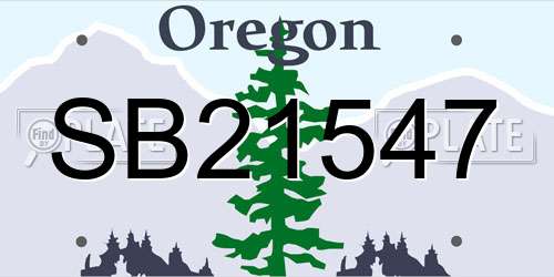 SB21547 Oregon License Plate