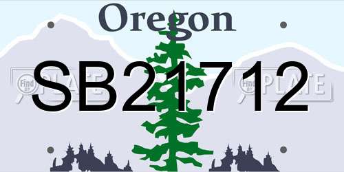 SB21712 Oregon License Plate