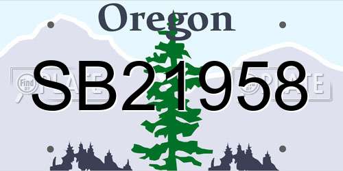 SB21958 Oregon License Plate