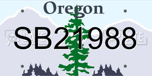 SB21988 Oregon License Plate