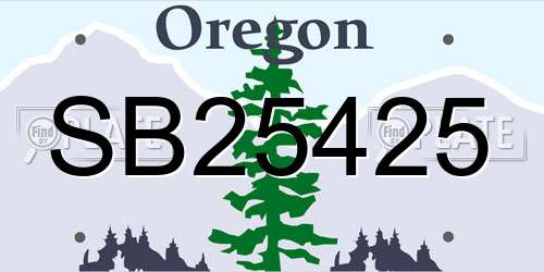 SB25425 Oregon License Plate