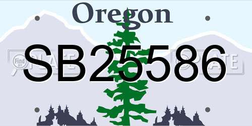 SB25586 Oregon License Plate