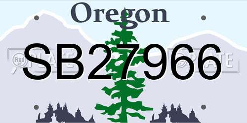 SB27966 Oregon License Plate