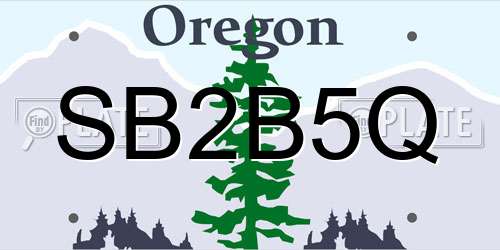 SB2B5Q Oregon License Plate