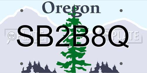 SB2B8Q Oregon License Plate